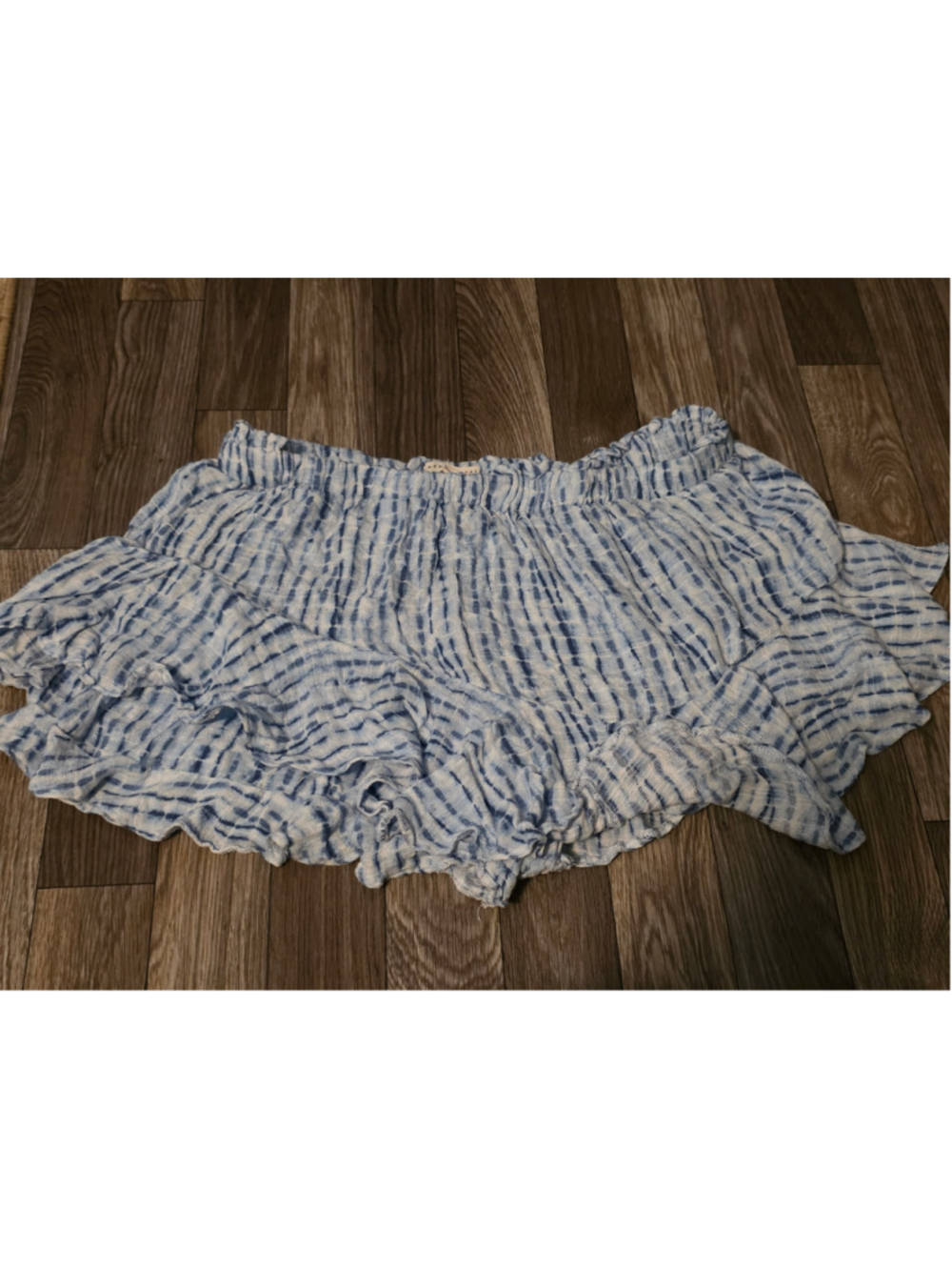Women's Aeropostale Blue White Tie-Dye Ruffle Mini Skirt Size L